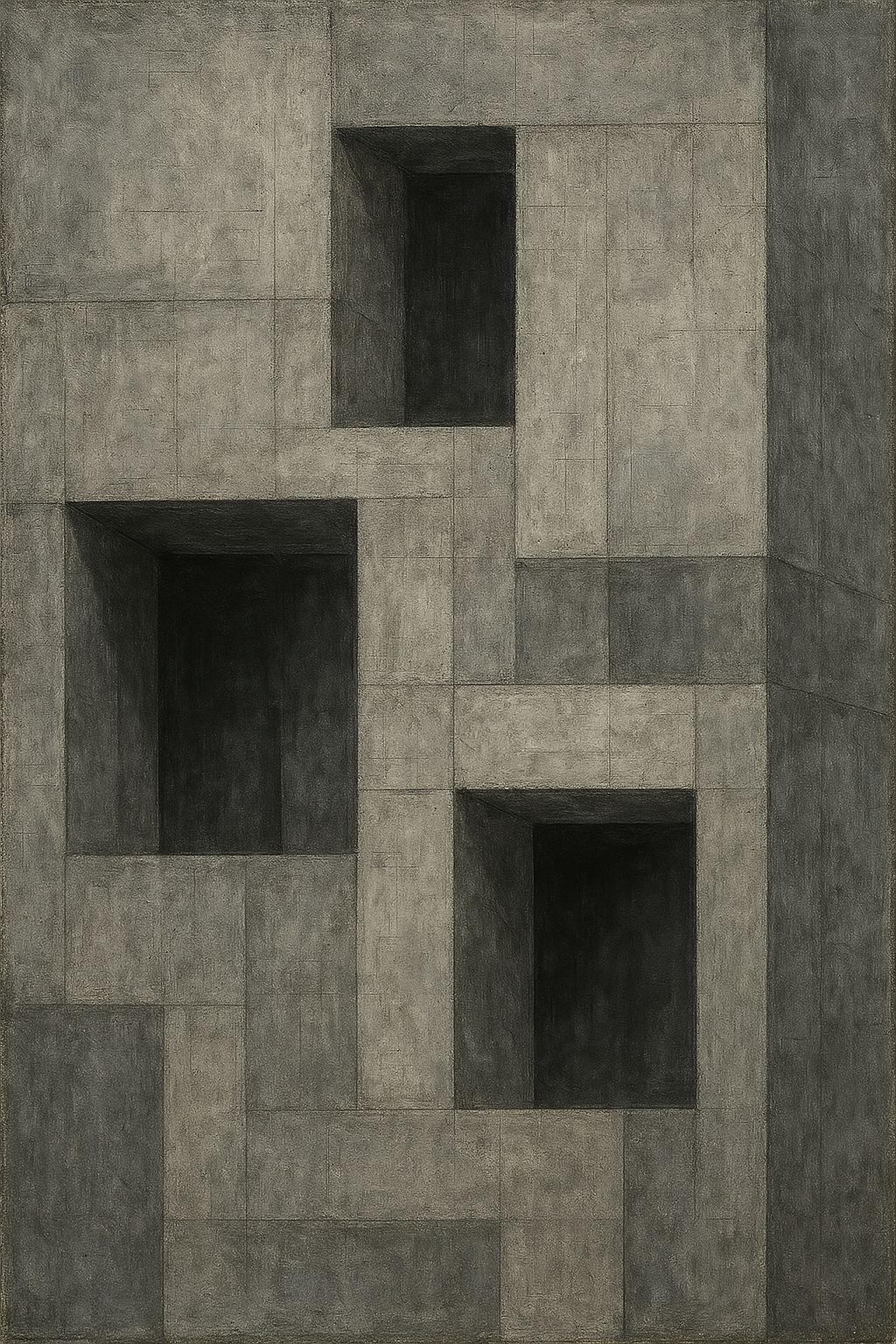 Concrete Hollows, cast cement and oil on panel, 110 × 80 cm, 2024-09-21