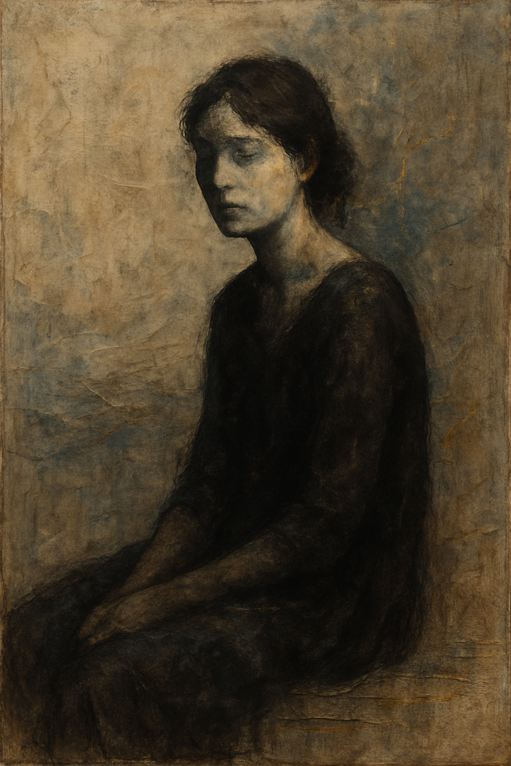 Her Silence Echoes, mixed media on canvas, 120 × 90 cm, 2025-03-14